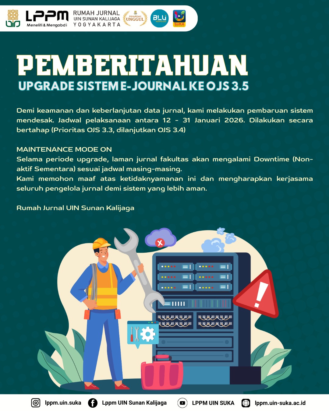  INFO PENTING: Upgrade Sistem E-Journal UIN Sunan Kalijaga Yogyakarta
