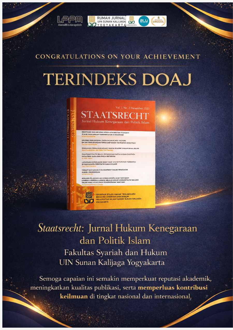 WE’VE GOT BIG NEWS! 🎉Staatsrecht: Jurnal Hukum Kenegaraan dan Politik Islam Terindeks DOAJ🌍✨