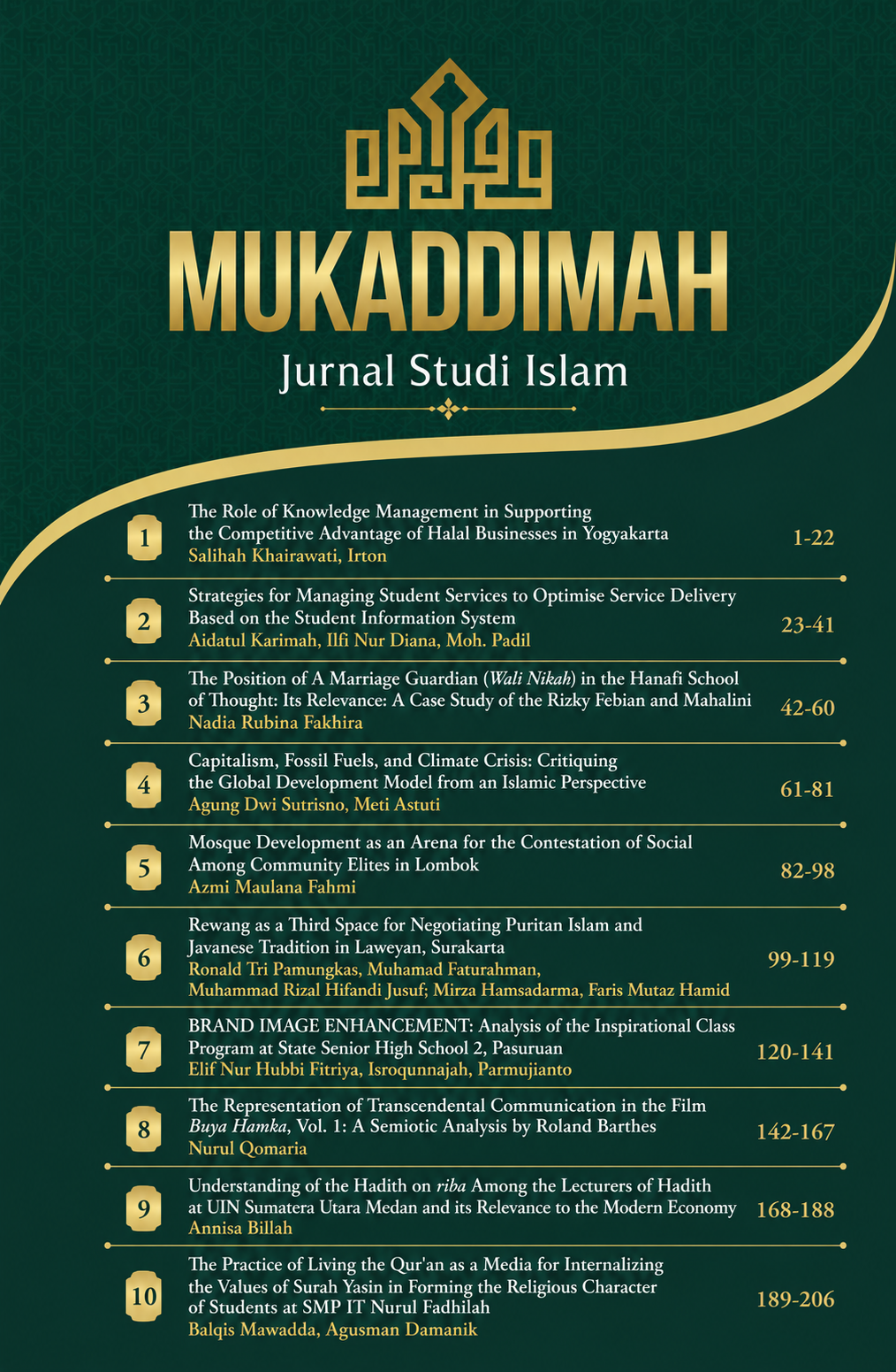 					View Vol. 11 No. 1 (2026): Mukaddimah: Jurnal Studi Islam
				
