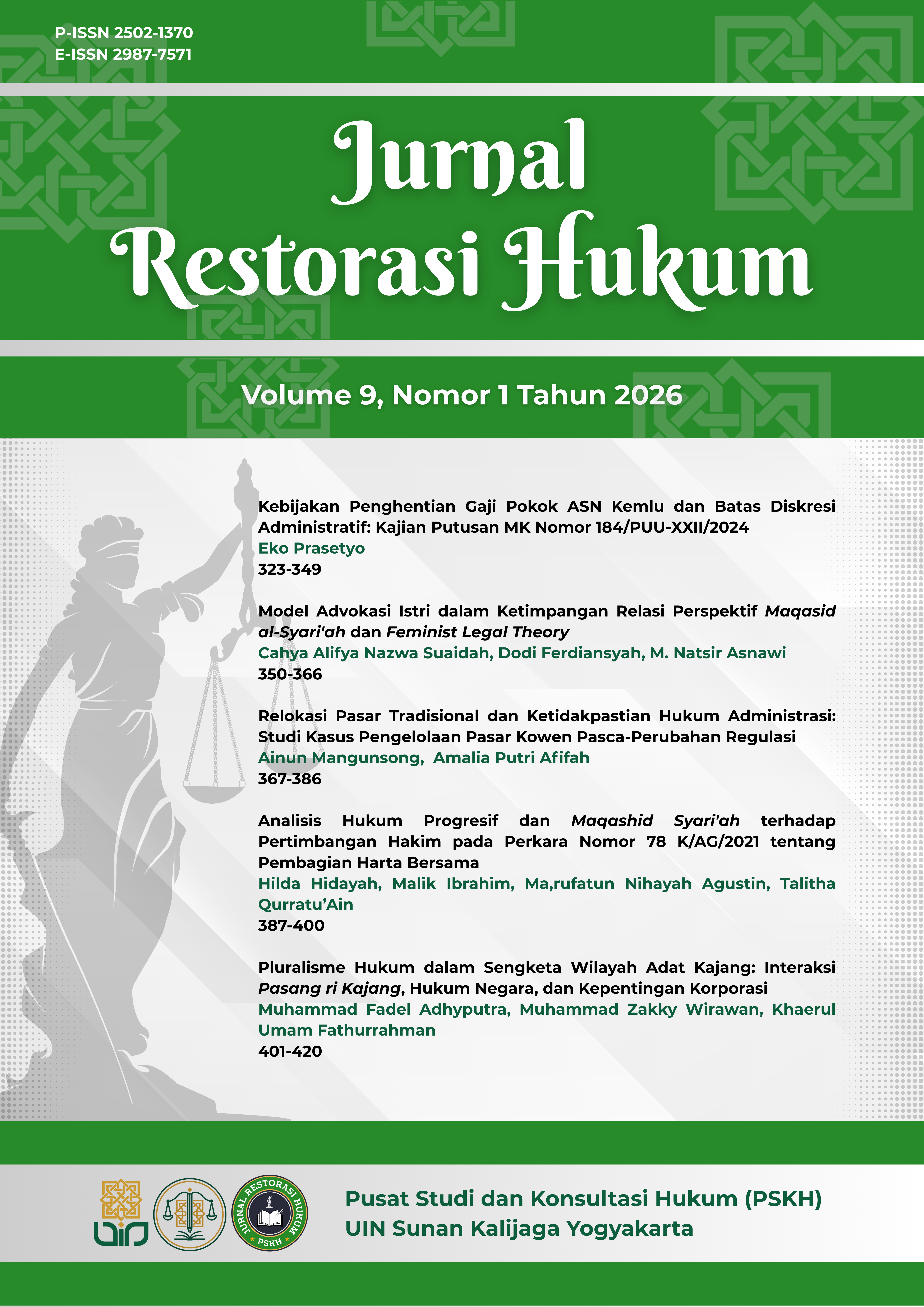 					View Vol. 9 No. 1 (2026): Jurnal Restorasi Hukum
				