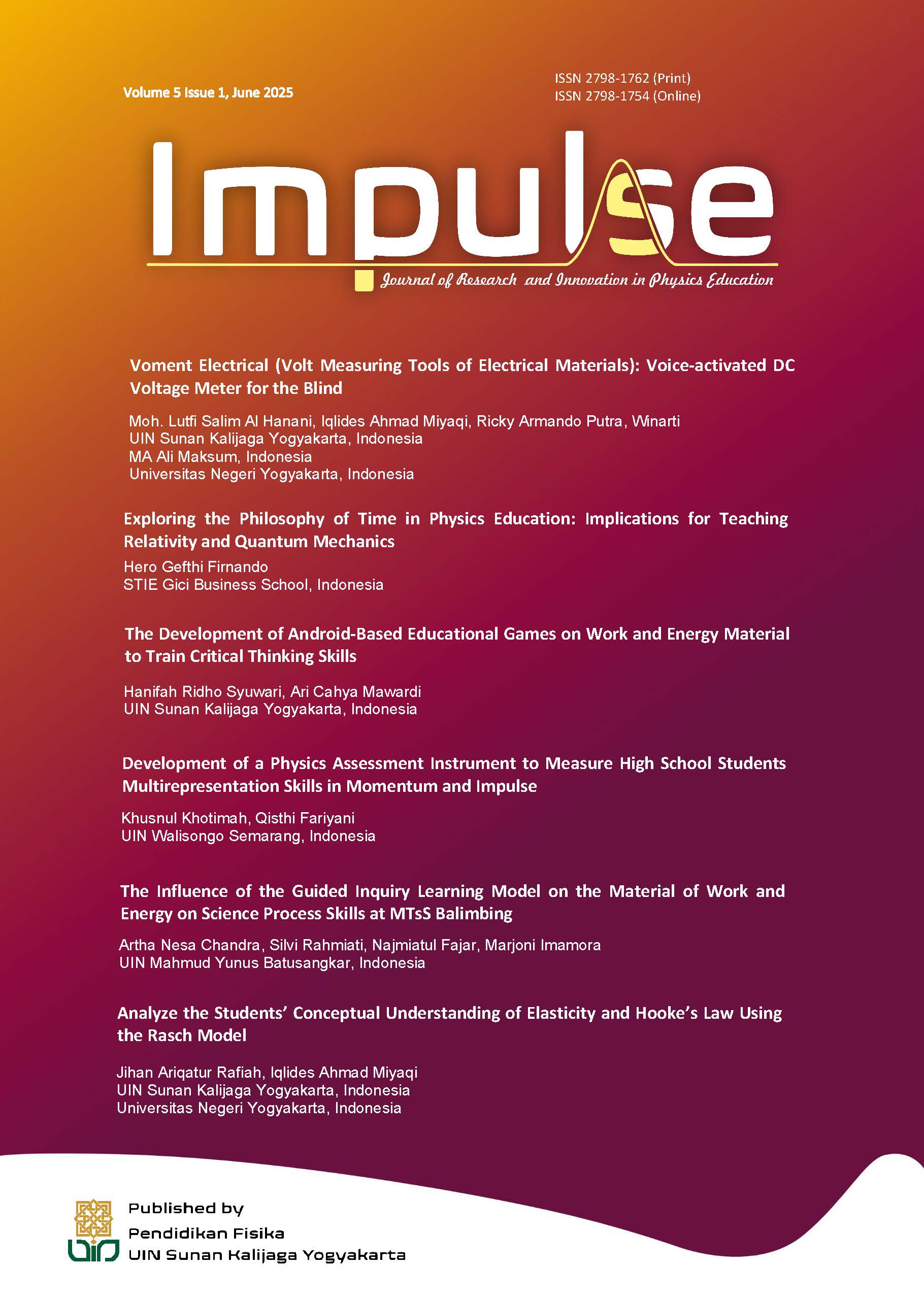 					View Vol. 5 No. 1 (2025): Impulse: Journal of Research and Innovation in Physics Education
				
